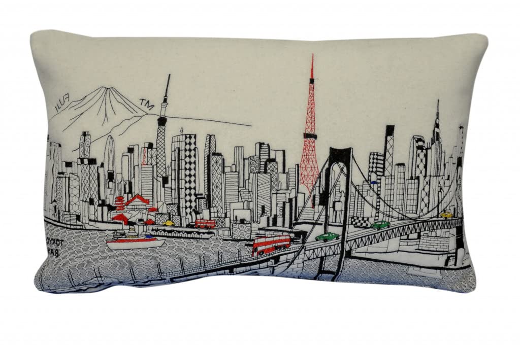 HomeRoots Cream 24' White Tokyo Daylight Skyline Lumbar Decorative Pillow