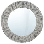 vidaXL 27.6" Wicker Wall-Mounted Mirror - Handmade Round Mirror with Wall Mounting Accessories - Unique Natural Rattan Frame - Ideal for Hallway, Bathroom