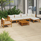 vidaXL Patio Lounge Set 7 Piece, Patio Furniture Set for Outdoor Garden, Sectional Sofa with Cushions, Corner Sofa, Retro Style, Solid Wood Acacia
