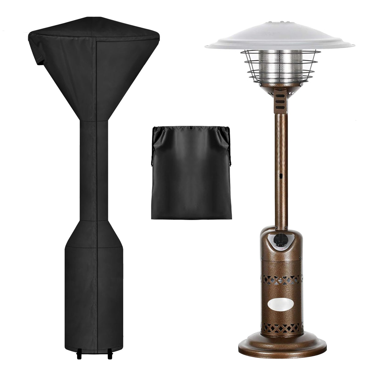 Outdoorlines Waterproof Outdoor Patio Heater Covers With Zipper And Storage Bag, Dust-Proof Uv-Resistant Windproof Propane Heavy Duty Heater Cover For Standing Heater, 1 Pack-95Hx34Dx19B Inch Black