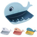 SpiderJuice 1Pc Cute Whale Fish Shaped Adhesive No Drill Self Drain Wall Mounted Soap Bar Holder Dish Rack for Bathroom Wash Bas