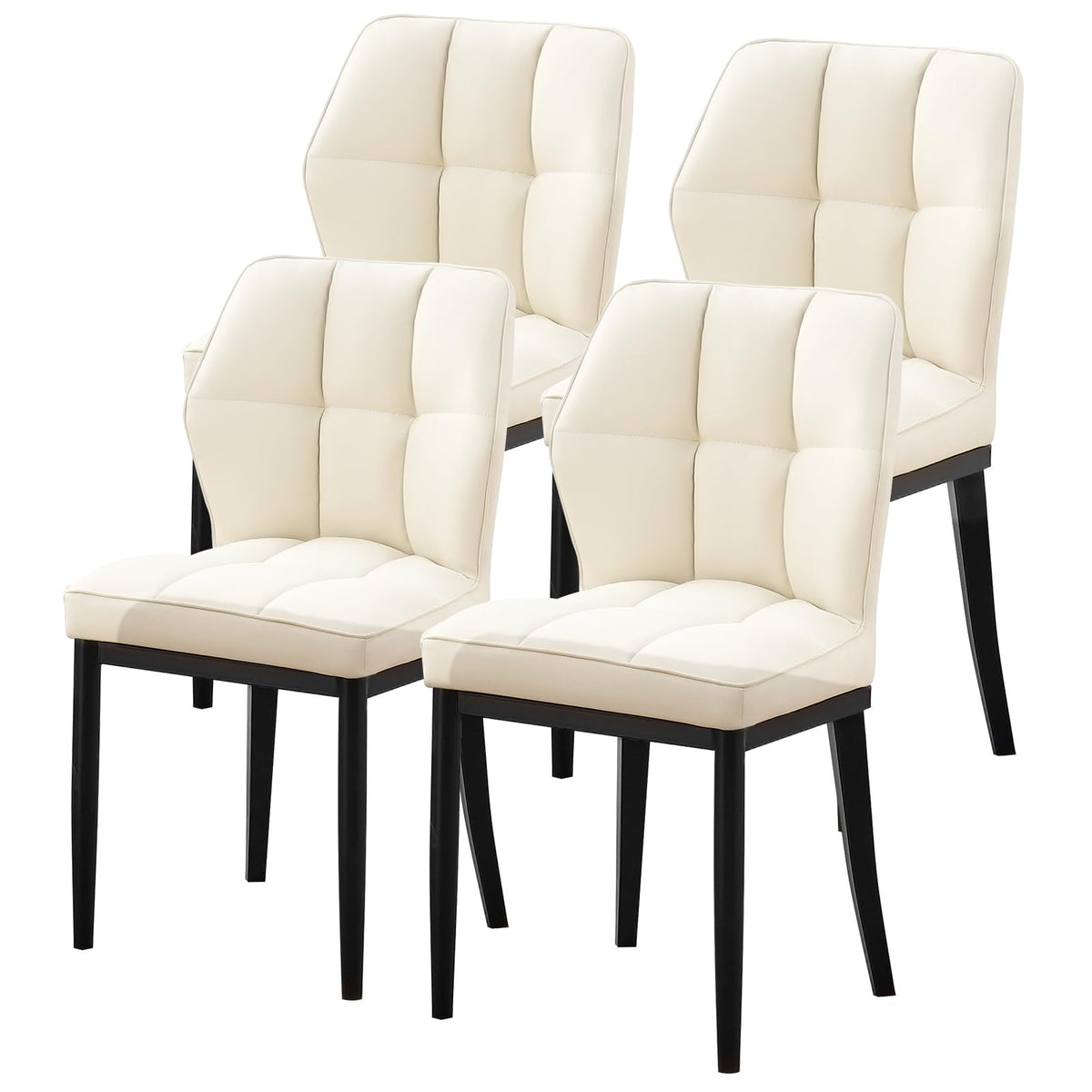 Bekrvio Dining Chairs Set Of 4 Mid Century Modern Kitchen Chairs Sillas De Comedor Upholstered Armless Dining Chairs Leather Din