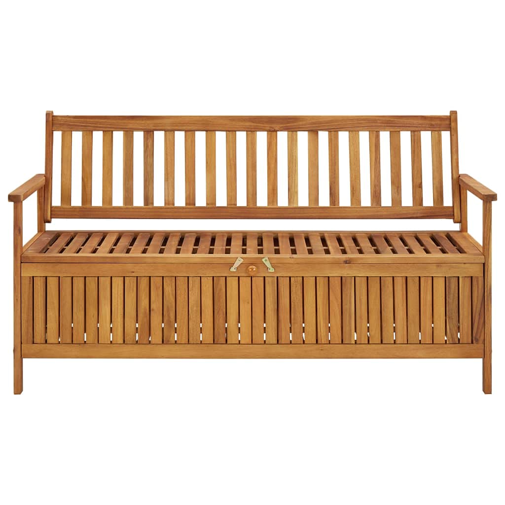 vidaXL Solid Acacia Wood Storage Bench - Stylish Patio Furniture with Large Storage Compartment, Sturdy Outdoor Seating, Natural Oil Finish