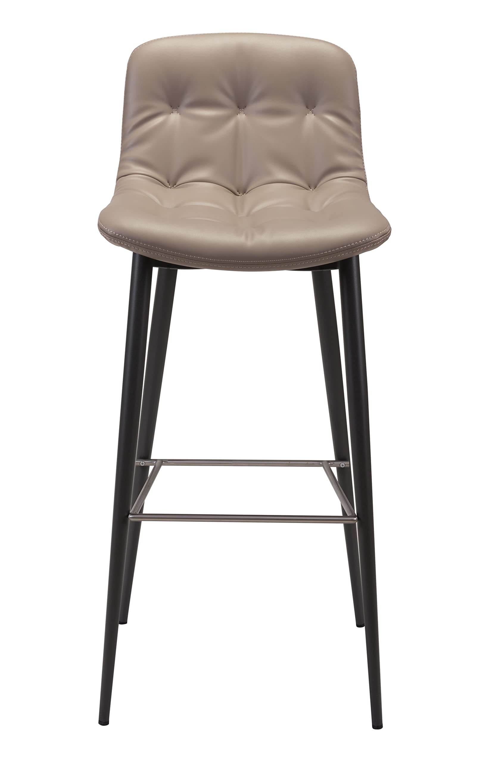 Zuo Modern Tangiers Bar Chair Set Steel, Foam, Faux Leather Taupe, Dark Gray Indoor Weight Capacity 280 lbs Dimensions: 17.3&quot; W x 20.7&quot; D x 40.2&quot; H Pack of 2