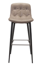 Zuo Modern Tangiers Bar Chair Set Steel, Foam, Faux Leather Taupe, Dark Gray Indoor Weight Capacity 280 lbs Dimensions: 17.3" W x 20.7" D x 40.2" H Pack of 2