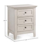 Intercon San Mateo Nightstand with 3 Drawers, Rustic White Bedside Tables