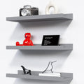 Richer House 3 Set Floating Shelves For Wall, Black Wall Mounted Shelves With Lip For Storage, Display Picture Ledge Shelf For Bedroom Bathroom Kitchen Living Room Wall Decor, Modern Grey