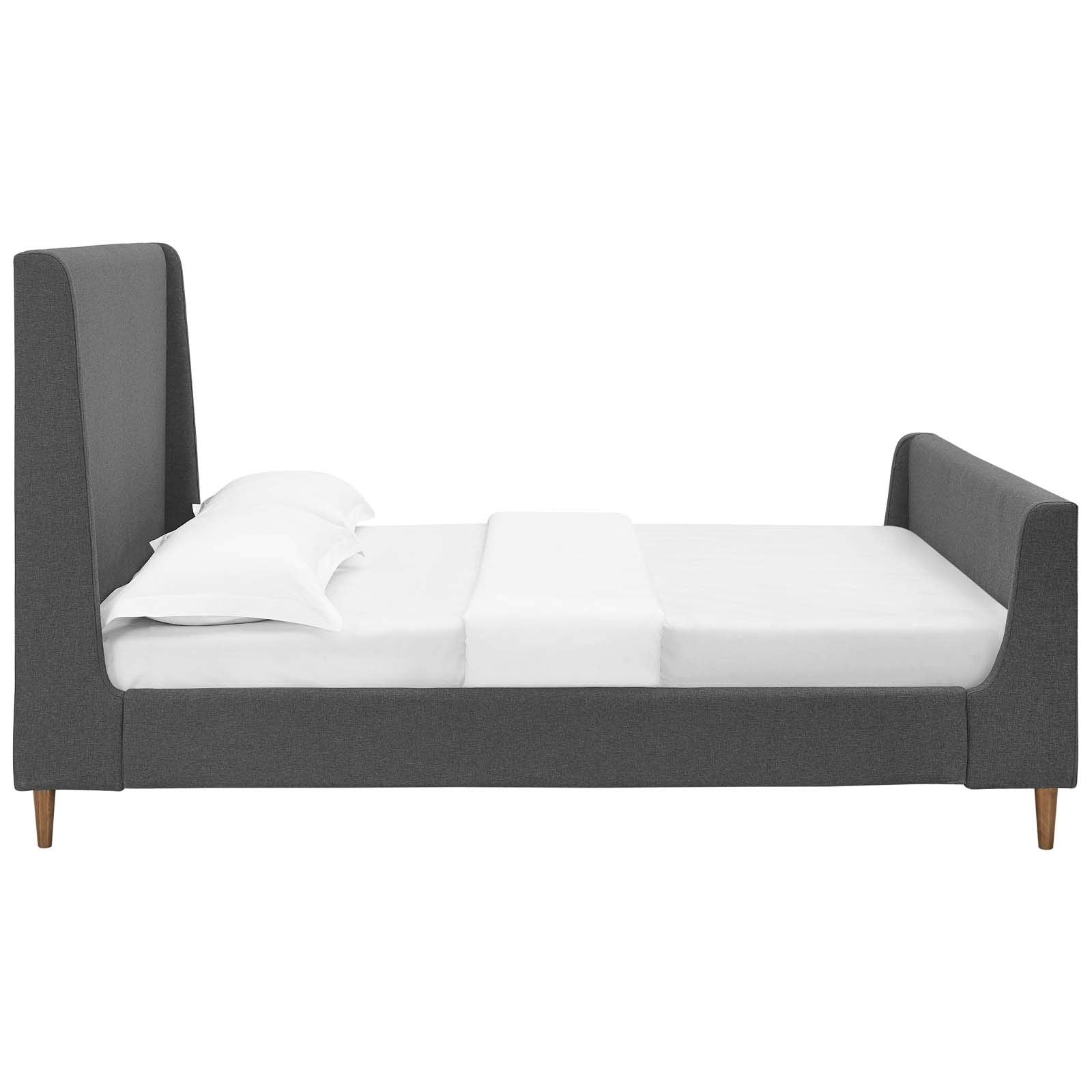 Modway Aubree Upholstered Fabric Sleigh Queen Platform Bed In Gray
