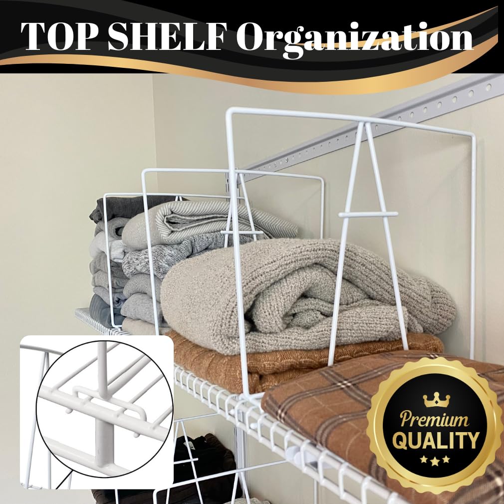 Evelots Wire Shelf Dividers -4 Pack- Closet Storage & Organization For Office/Pantry/Garage - Tall Shelf Separator - Easy Clip-No Tool - Solid Coated Steel