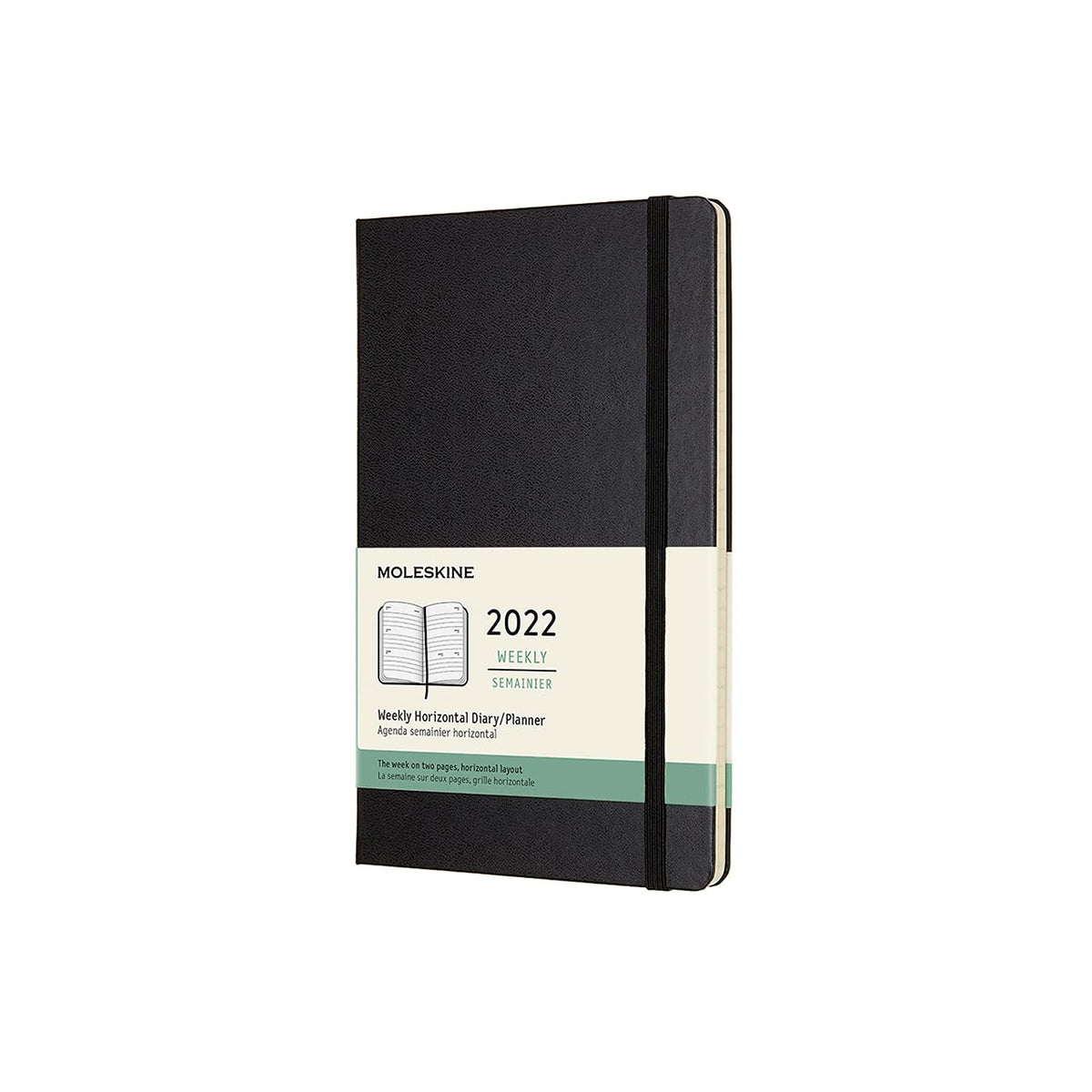 Moleskine Classic 12 Month 2022 Weekly Horizontal Planner, Hard Cover, Large (5' X 8.25'), Black