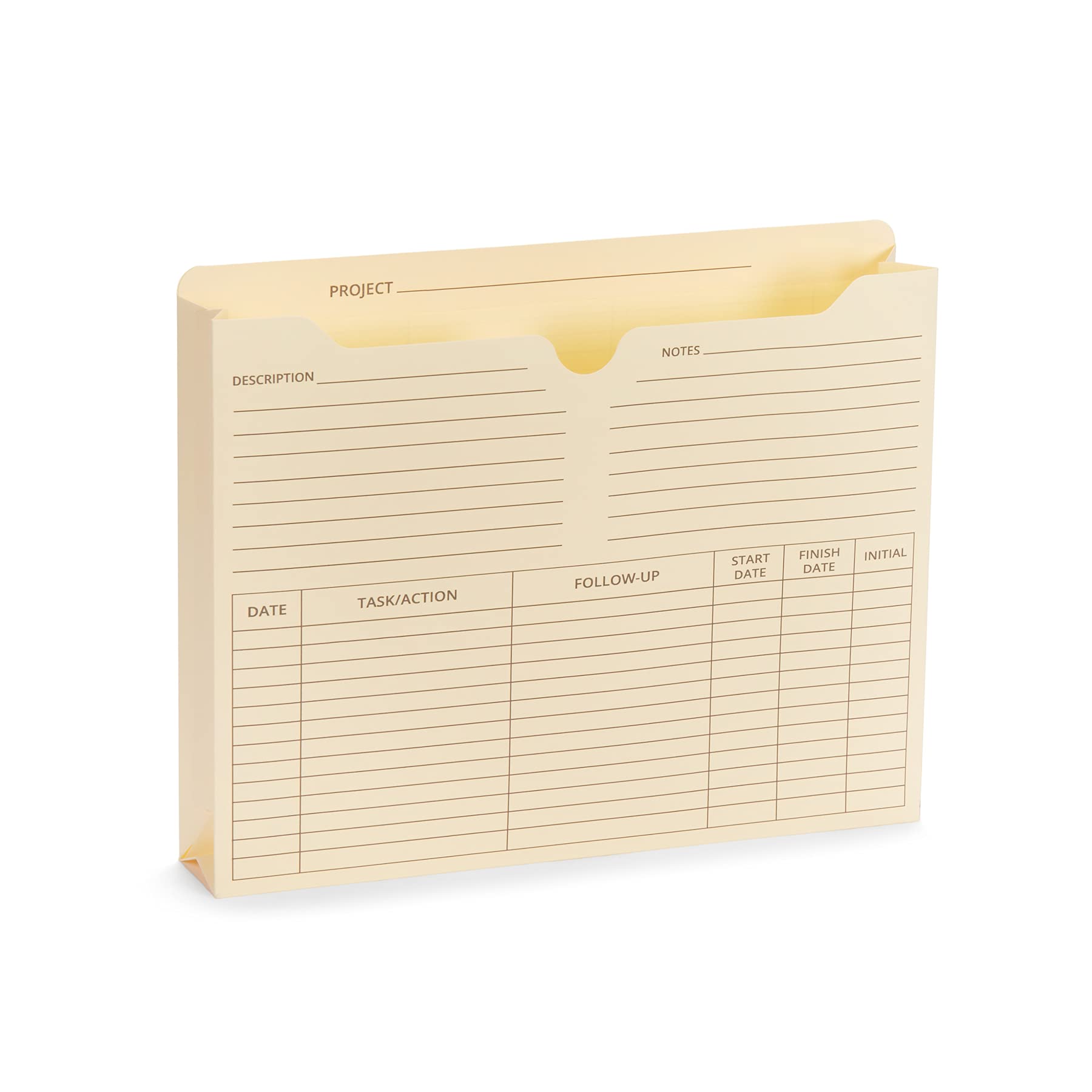 Blue Summit Supplies 50 Project File Folders, Reinforced Straight Cut Tab, 2 Inch Expansion Pocket, Preprinted Project Managemen