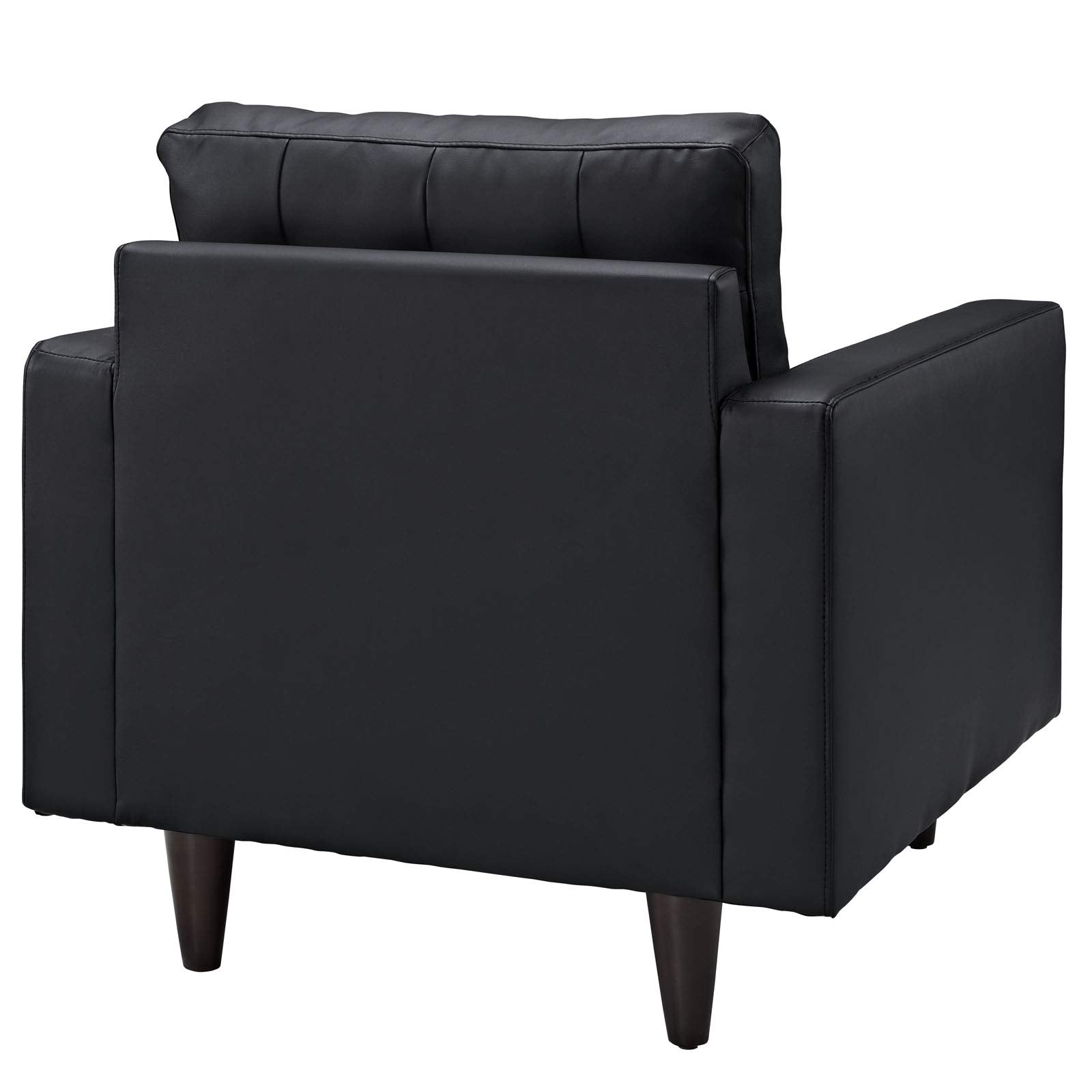 Modway Empress Mid-Century Modern Upholstered Leather Accent Arm Lounge Chair In Black