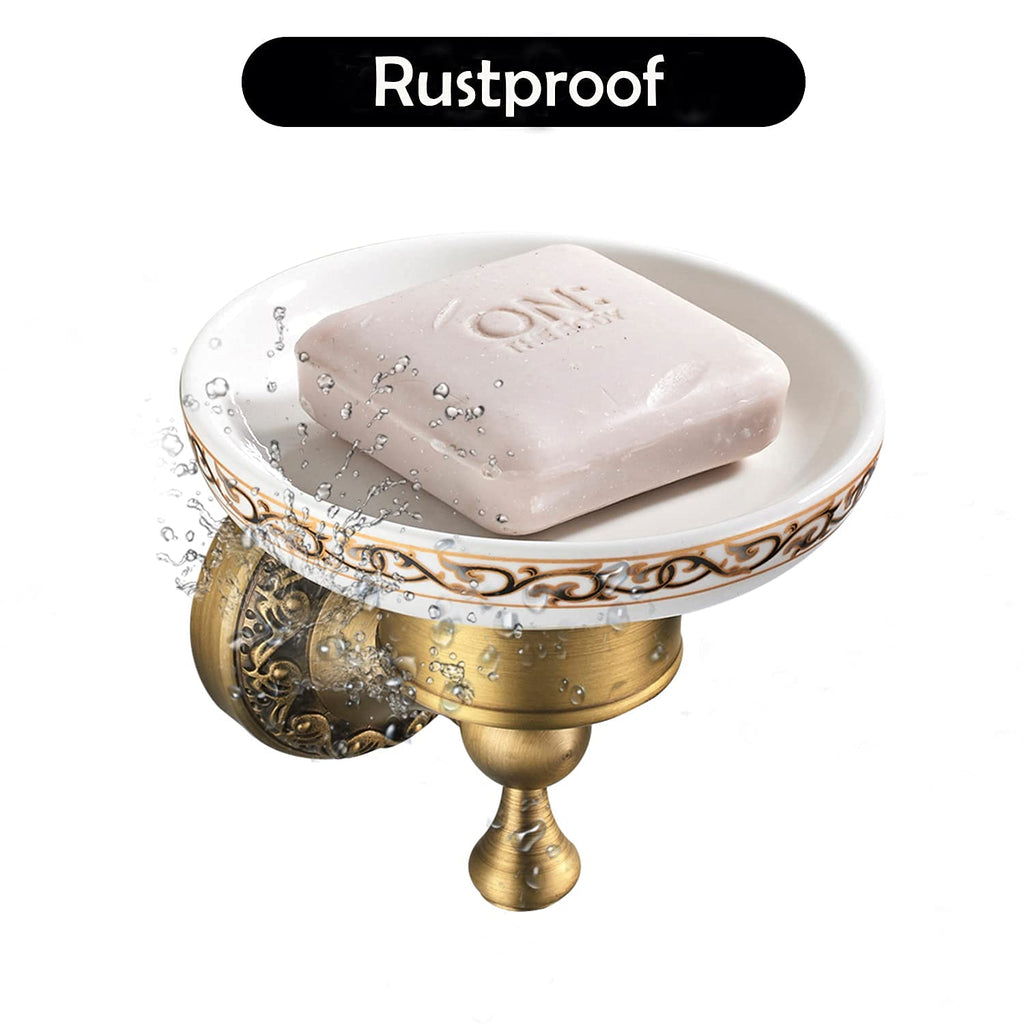Leyden Shower Soap Dish, Antique Brass Dish Soap Holder Luxury Art Engraved Wall Mount Bathroom Hardware