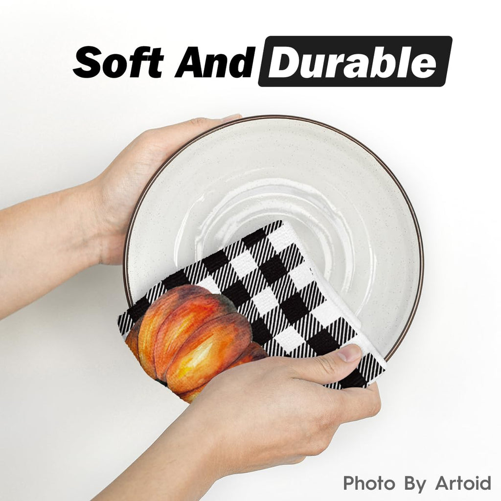 Artoid Mode Buffalo Plaid Pumpkin Truck Sunflower Gnome Fall Kitchen Towels And Dish Towels, 18 X 26 Inch Harvest Thanksgiving U