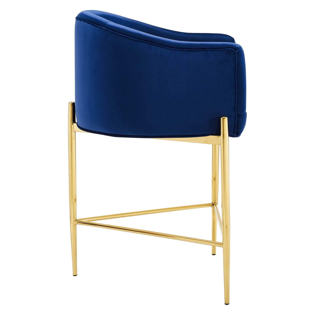 Modway Savour Tufted Performance Velvet Counter Stool, Navy