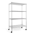 YSSOA Heavy Duty 4-Shelf Shelving with Wheels, 35.43 D x 17.72 W x 61.02 H Adjustable Steel Organizer Wire Rack 1000 Lb Capacity