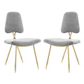 Modway Ponder Mid-Century Modern Performance Velvet Set Of Two Dining Chairs In Gray