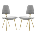 Modway Ponder Mid-Century Modern Performance Velvet Set Of Two Dining Chairs In Gray