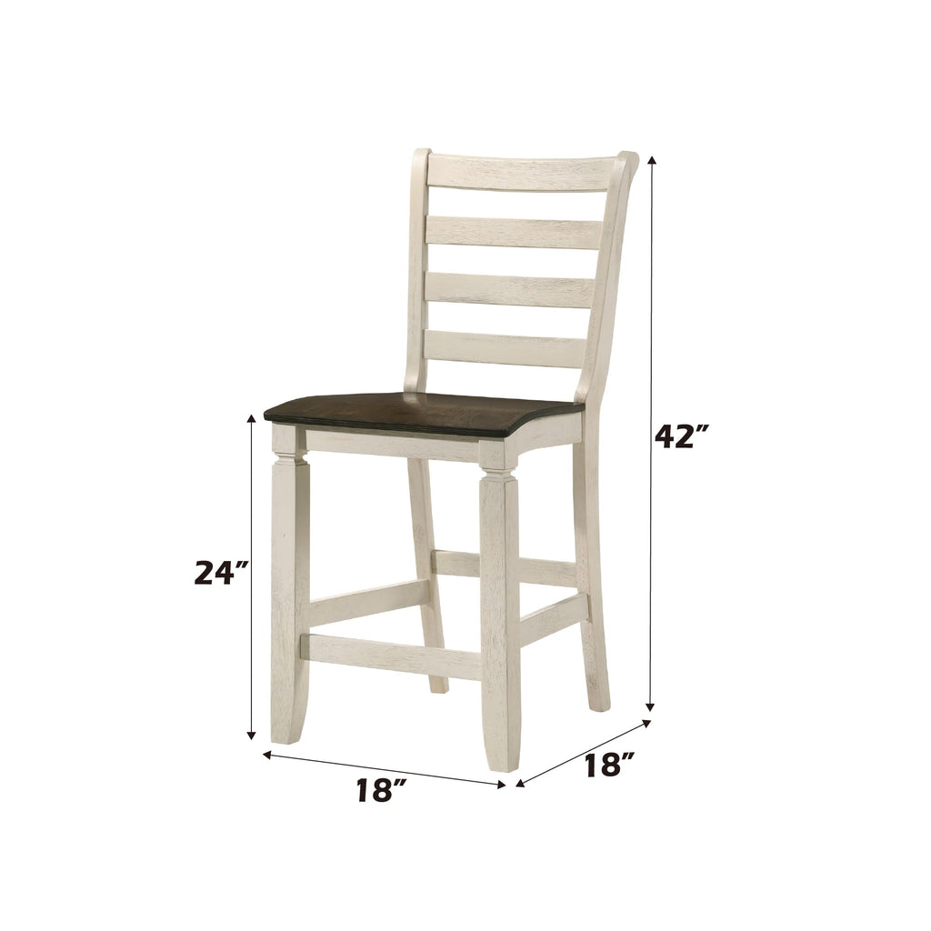 Acme Tasnim Wooden Counter Height Chair in Tan and Antique White