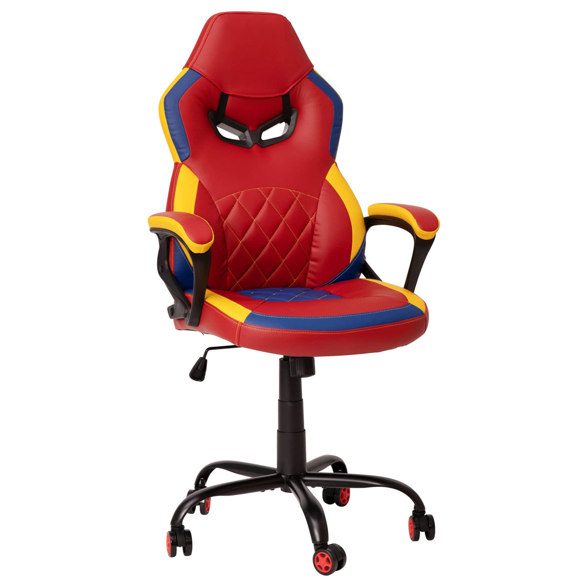 Flash Furniture Stone Ergonomic PC Office Computer Chair - Adjustable Red & Yellow Designer Gaming Chair - 360° Swivel - Red Dual Wheel Casters