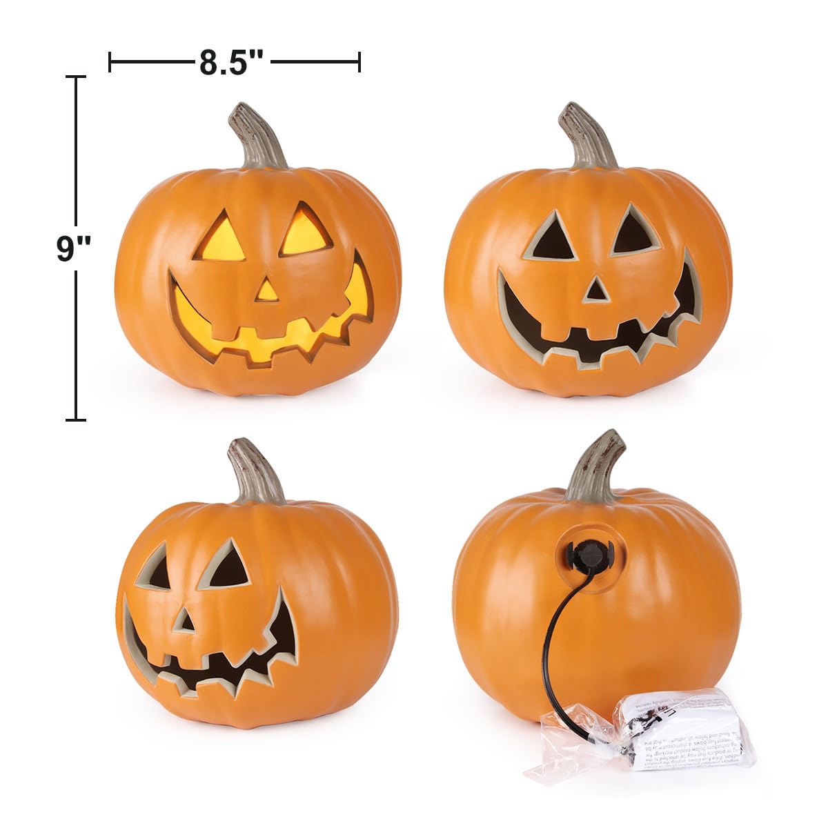 Halloween Pumpkin Jackolantern - Jack O Lantern Decorations For Halloween - Round Lightened Pumpkin For Front Porch, Party, Fron