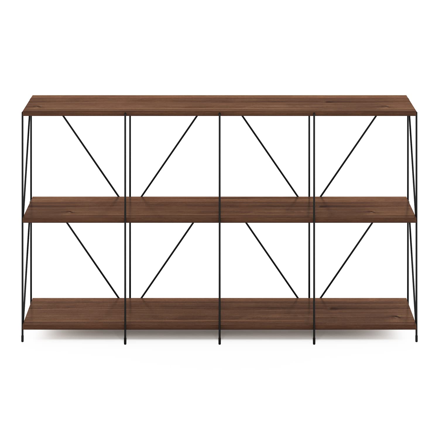 Furinno Besi 4 X 2 Multipurpose Shelf Display Rack With Metal Frame, Walnut Cove
