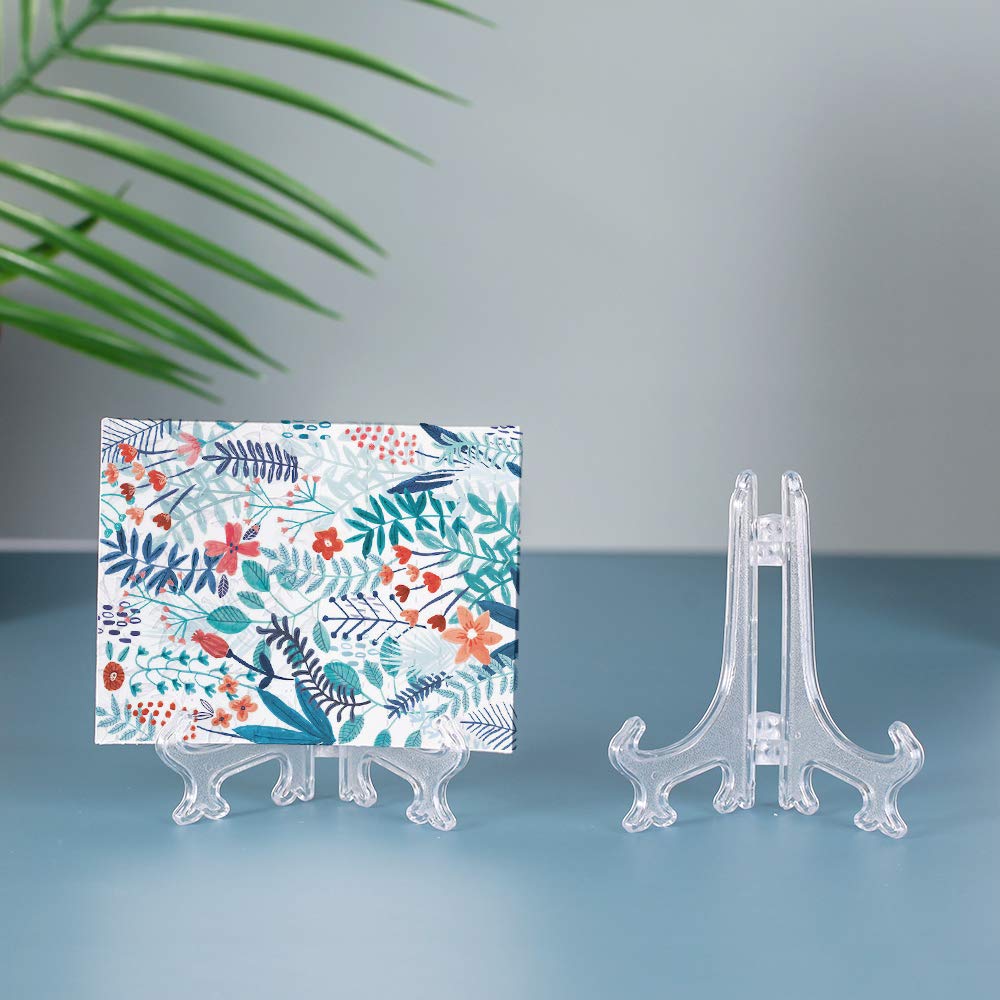 Artliving 4'' Clear Plastic Stand Cookie Holder Display Stand Place Card Holder Display Easels At Weddings, Birthday Party(24 Pa
