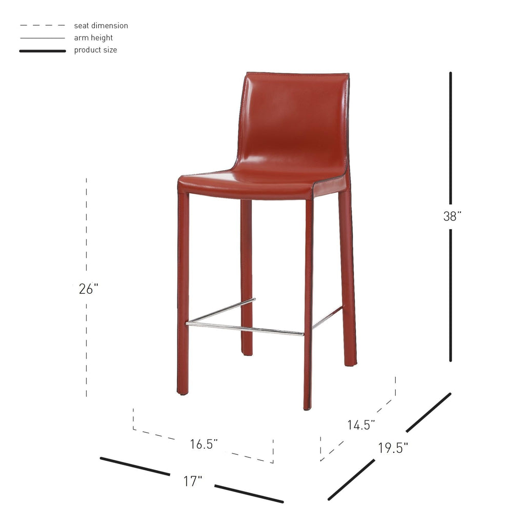 Npd Furniture And More Gervin Recycled Leather, Set Of 2 Bar & Counter Stools, Cordovan