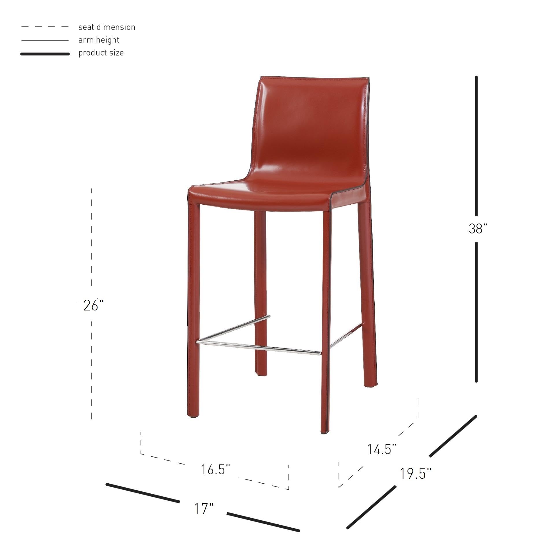 Npd Furniture And More Gervin Recycled Leather, Set Of 2 Bar & Counter Stools, Cordovan