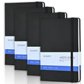 Suqjoy Journals Notebook, 4 Pack 160 Pages, A5 Size Black Notebooks College Ruled, Hardcover Notebook With 100 Gsm Thick Paper,
