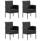 vidaXL Patio Dining Set 5 Piece Garden Outdoor Lawn Yard Terrace Balcony Backyard Table and Chair Seat Seating Furniture Poly Rattan Black