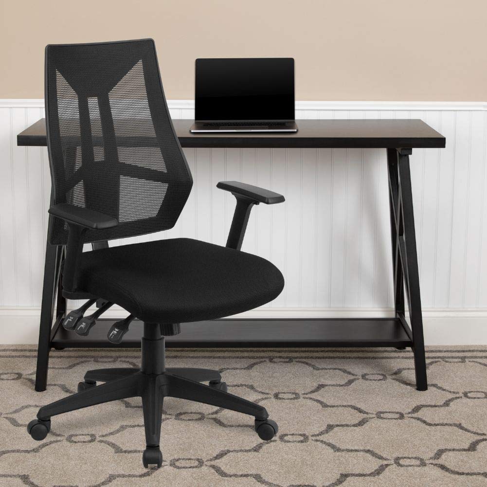 Flash Furniture Ivan High Back Black Mesh Multifunction Swivel Ergonomic Task Office Chair with Adjustable Arms