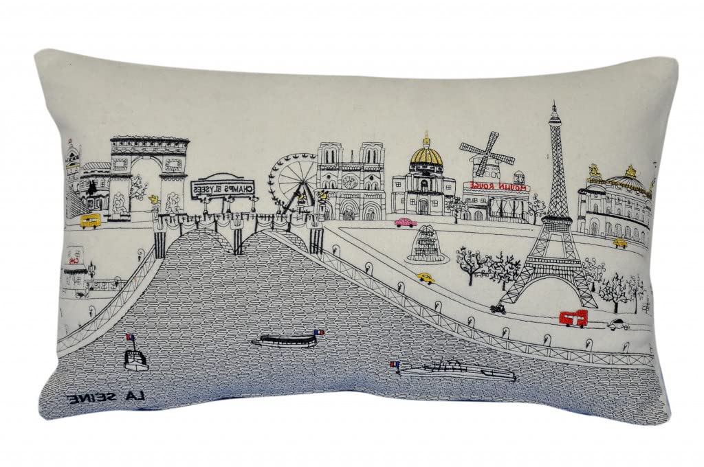 HomeRoots Cream 24' White Paris Daylight Skyline Lumbar Decorative Pillow
