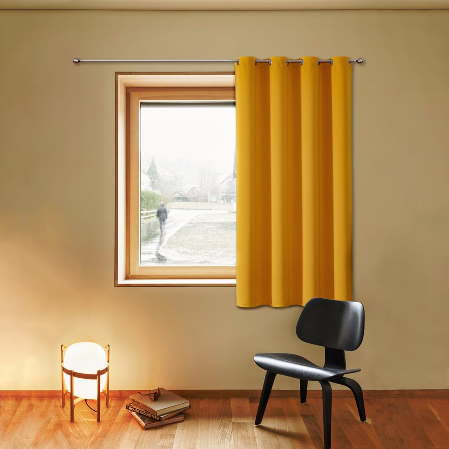 Chrisdowa Grommet Blackout Curtains For Bedroom - Thermal Insulated Room Darkening Curtains For Living Room (1 Panel Set, Mustar