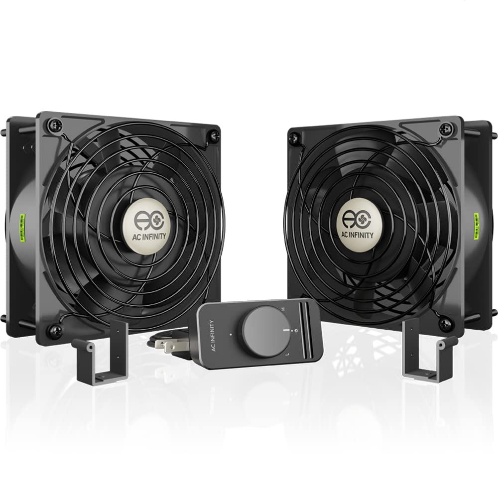 AC Infinity AXIAL S1238D, Dual 120mm Muffin Fan with Speed Controller, UL-Certified for Doorway, Room to Room, Wood Stove, Firep