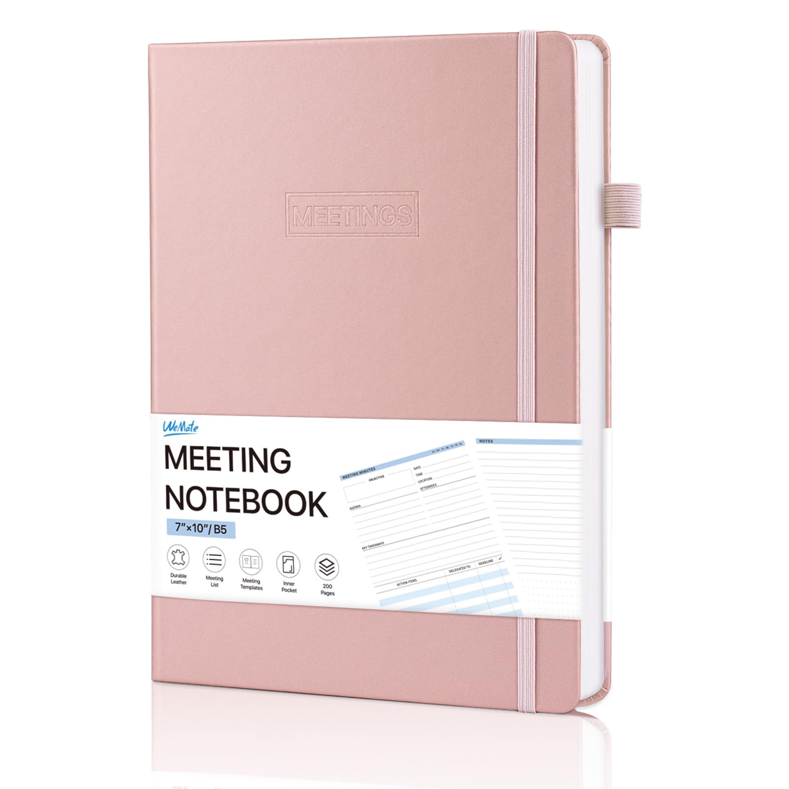 Wemate Meeting Notebook For Work, Work Planner Notebook With Action Items, B5 Size Project Planner, Easily Take Meeting Notes &