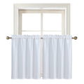 Home Queen White Water Resistant Bathroom Window Curtain, Waffle Textured Half Tier Curtains For Kitchen Cafe, 28' W X 36' L I
