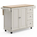 Homestyles Dolly Madison Off-White Mobile Kitchen Island Cart With Wood Drop Leaf Breakfast Bar