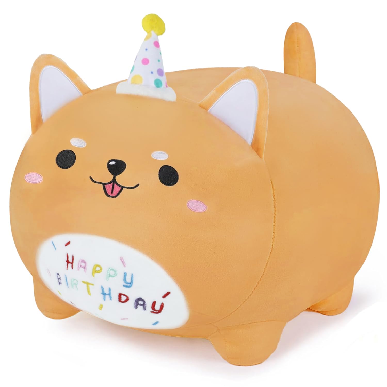Miaohaha Happy Birthday Corgi Plush Pillow Toy, Soft Plush Corgi Toy Plushies Gift For Kids And Girls (25Cm/9.8In)