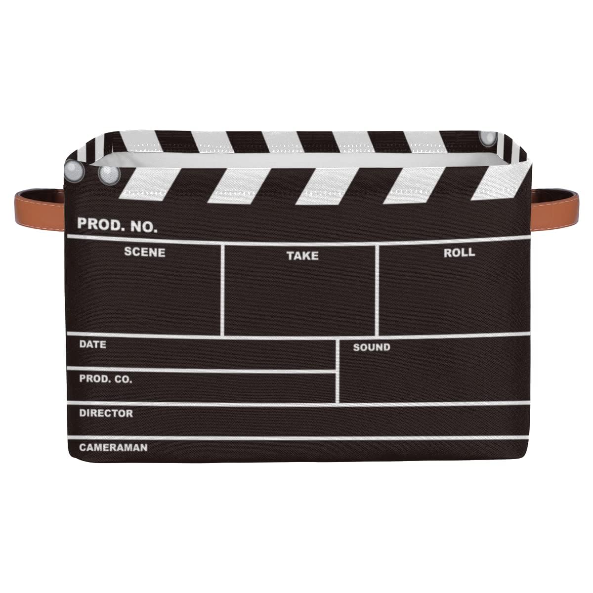 OSAM SPACE Movie Clapper Board Large Storage Bin Collapsible Storage Basket with Handles, Laundry Basket Hamper Organizer Foldab