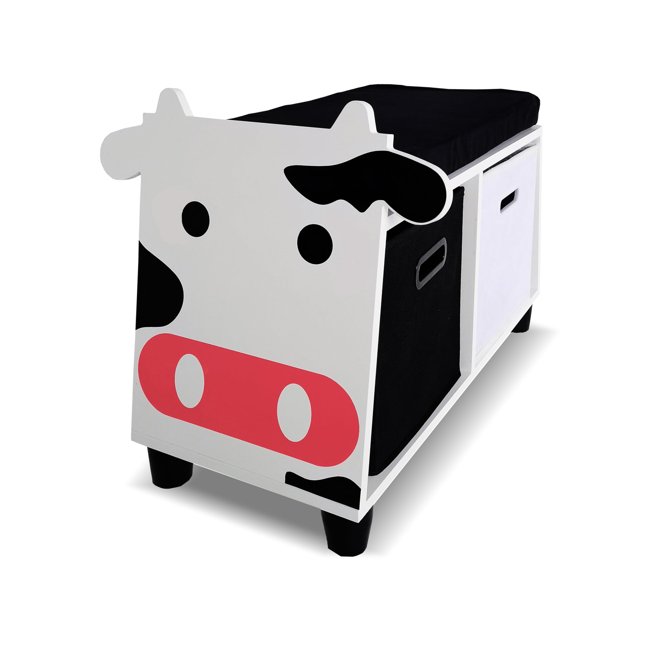 Childrens Cow Storage Bench With Cushion