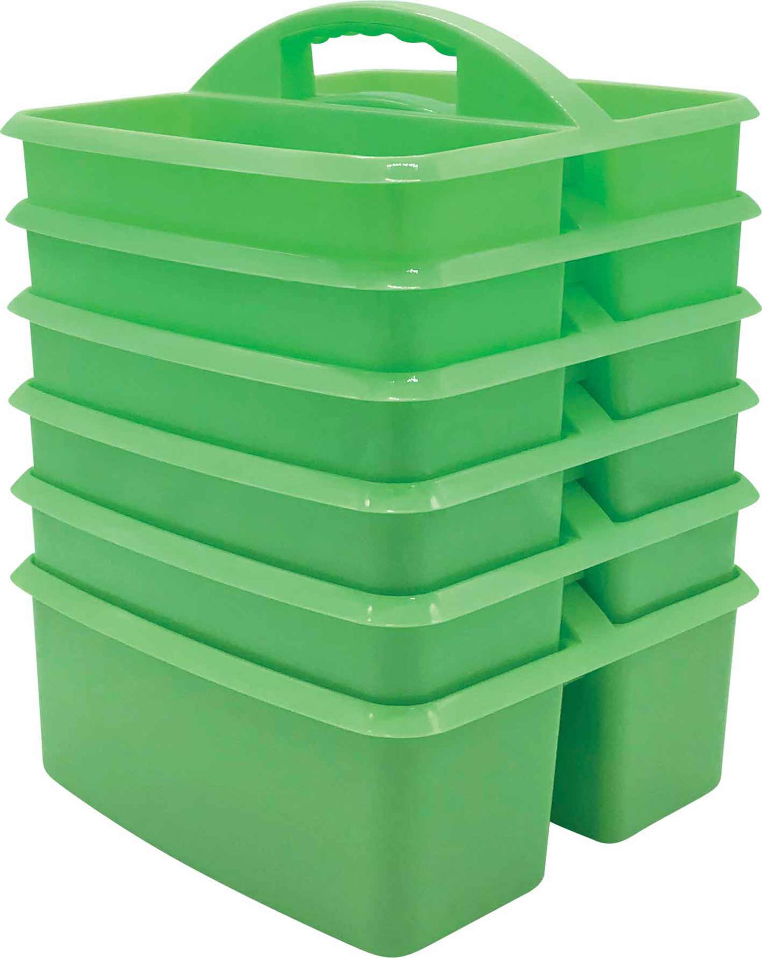 Teacher Created Resources Mint Portable Plastic Storage Caddy 6-Pack For Classrooms, Kids Room, And Office Organization, 3 Compa