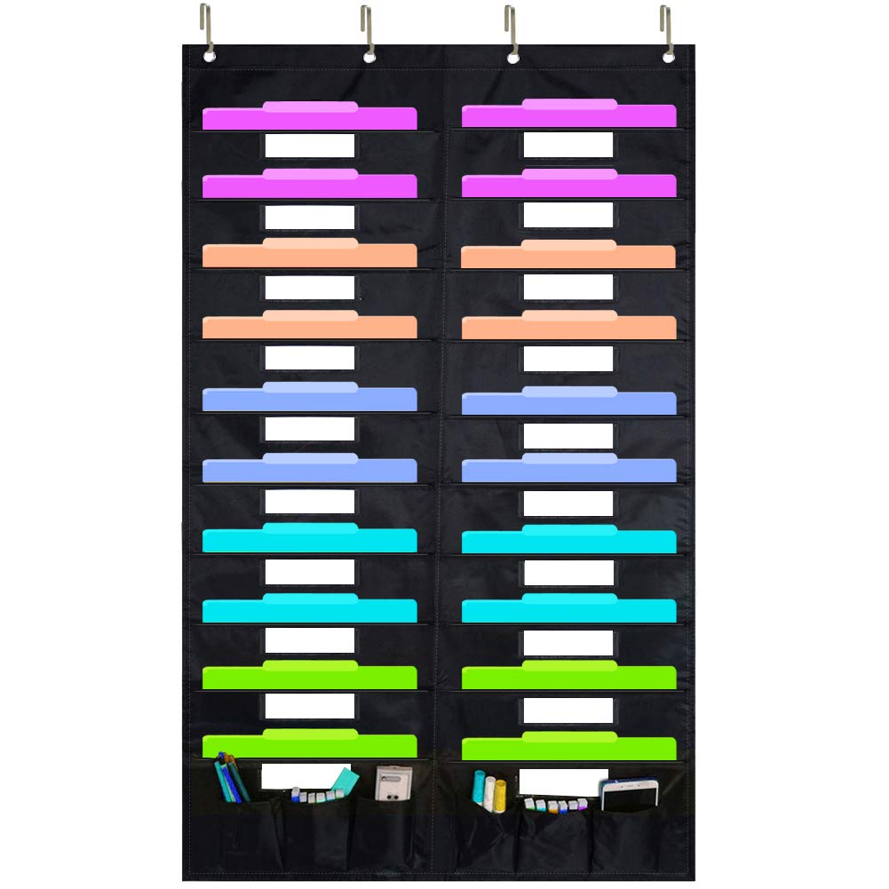 Eamay Hanging File Folder Organizer Wall Mounted - 20 Pockets And 6 Learning Tool Wall File Folders, Office Supplies File Docume