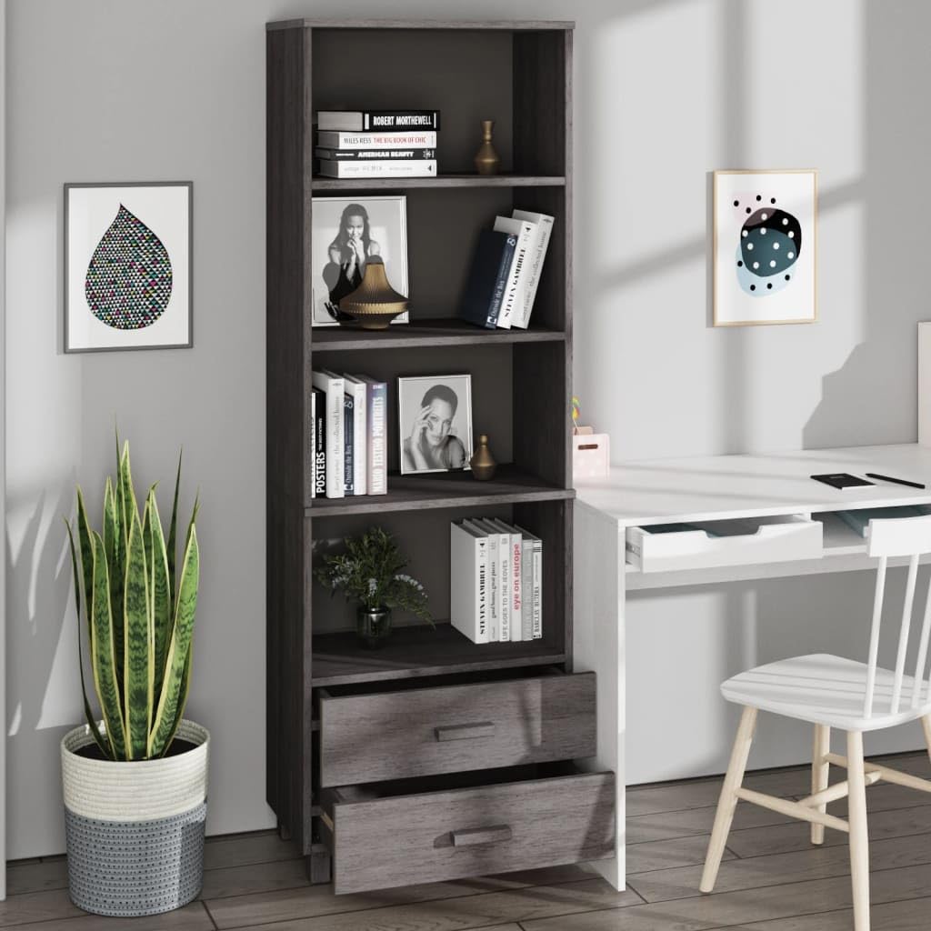 vidaXL Cabinet Bookshelf Entryway Cabinet HAMAR Light Gray Solid Wood Pine