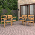 vidaXL 4X Solid Teak Wood Batavia Chairs with Cushions Outdoor Patio Garden Terrace Kitchen Wooden Seat Seating Sitting Dinner Chair Furniture