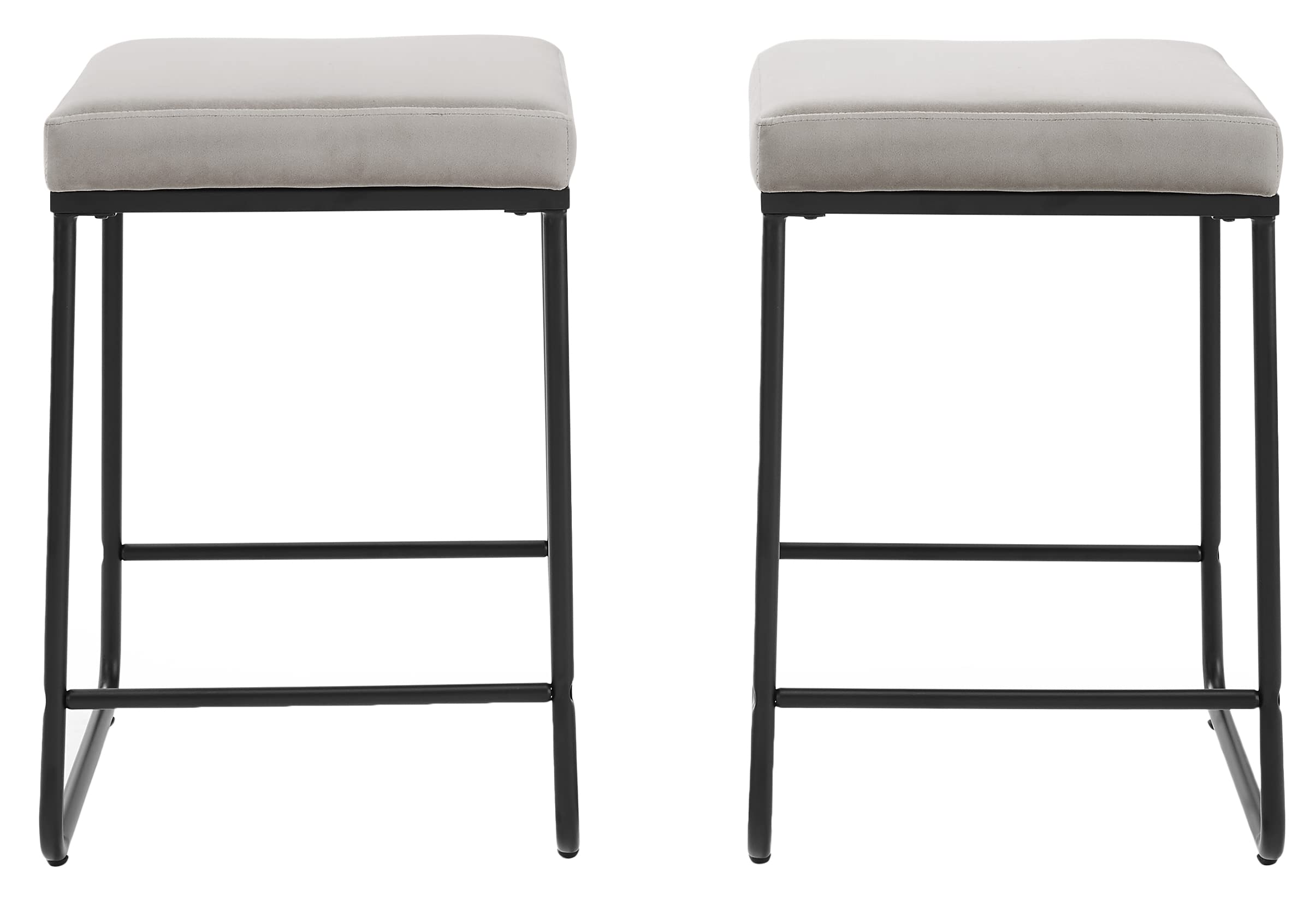 Crosley Furniture Beckett Counter Height Bar Stools Set of 2 with Backless Upholstered Seat, Gray