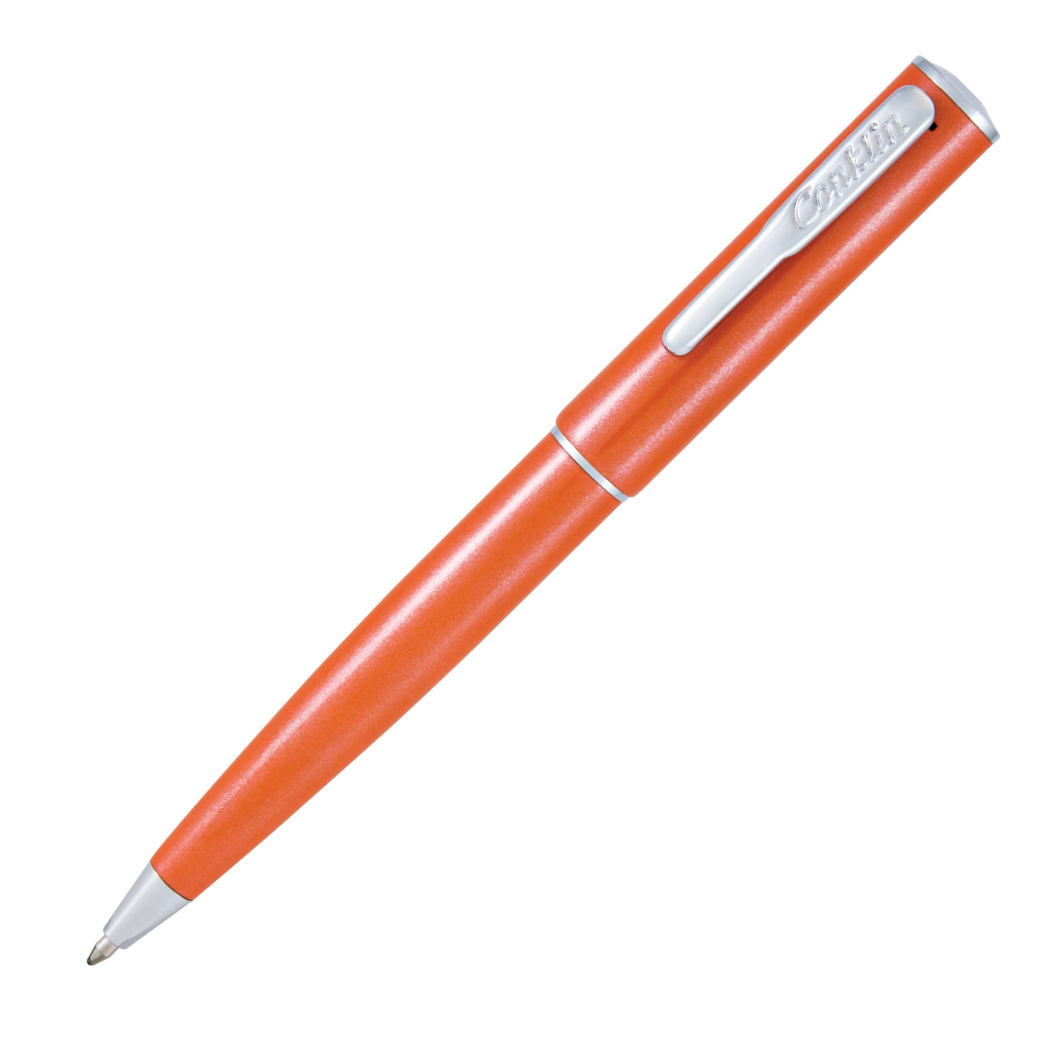 Conklin Coronet Ballpoint Pen - Orange With High Gloss Metallic Finish, Solid Brass Barrel, Refillable With Parker-Style Refills
