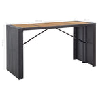 vidaXL Patio Bar Set, 9 Piece Outdoor Bar Table Set with Wood Tabletop, Rattan and Wood Black