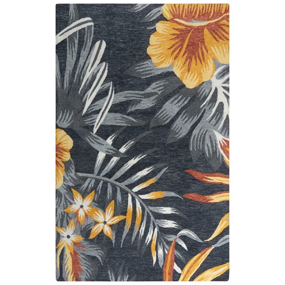 Mirage 5' X 7'6&quot; Floral Gray/Gray/Blue/Yellow/Red/Orange Hand Tufted Rug