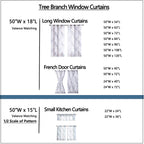 Fmfunctex Blue Kitchen Curtains 36    Grey Tree Print On White Tier Curtain Set For Small Windows Basement Room Bathroom, 2 Pane